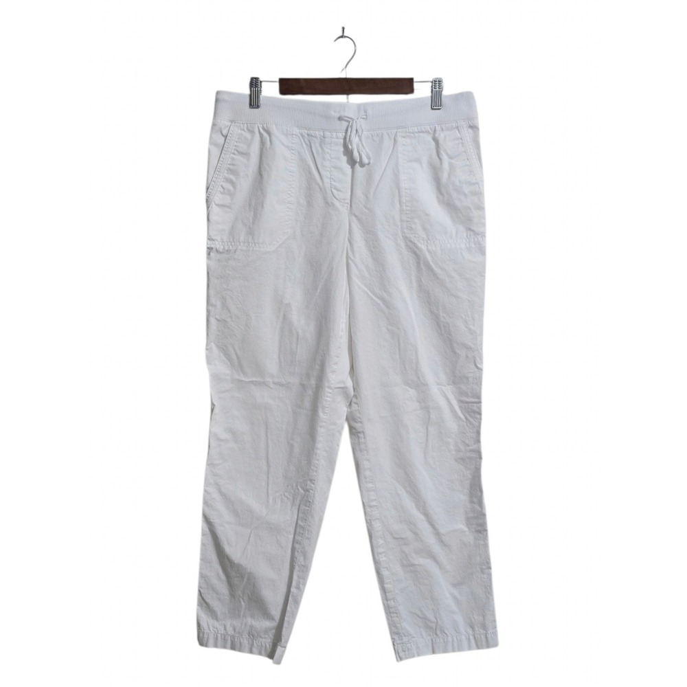 Talbots Mid-Rise Tapered Leg Pull On Drawstring Ankle Pants In White Sz 12